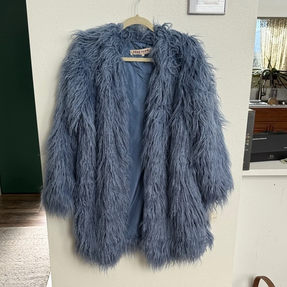 Free People Grey Faux Fur Ski Jacket